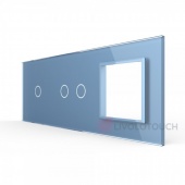 BB-C7-C1/C2/SR-19 Панель для двух сенсорных выключателей и розетки Livolo, 3 клавиши (1+2), цвет синий, стекло