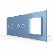 BB-C7-C2/C2/SR-19 Панель для двух сенсорных выключателей и розетки Livolo, 4 клавиши (2+2), цвет синий, стекло